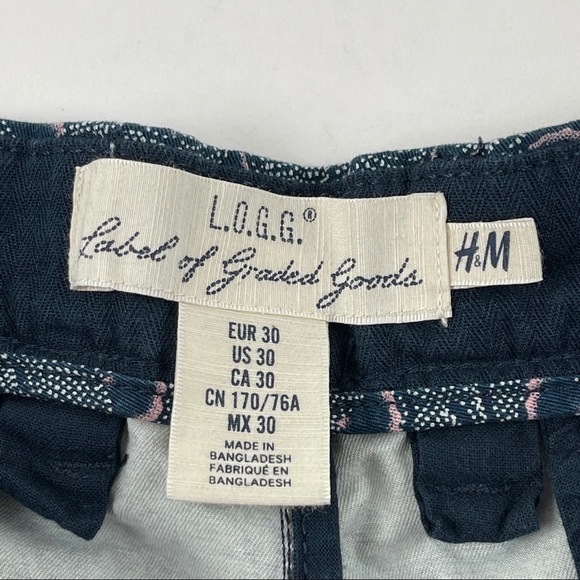 H&M L.O.G.G. Shorts Mens 30 Blue Leaf Print Casual Summer Patterned Lightweight - Picture 3 of 9